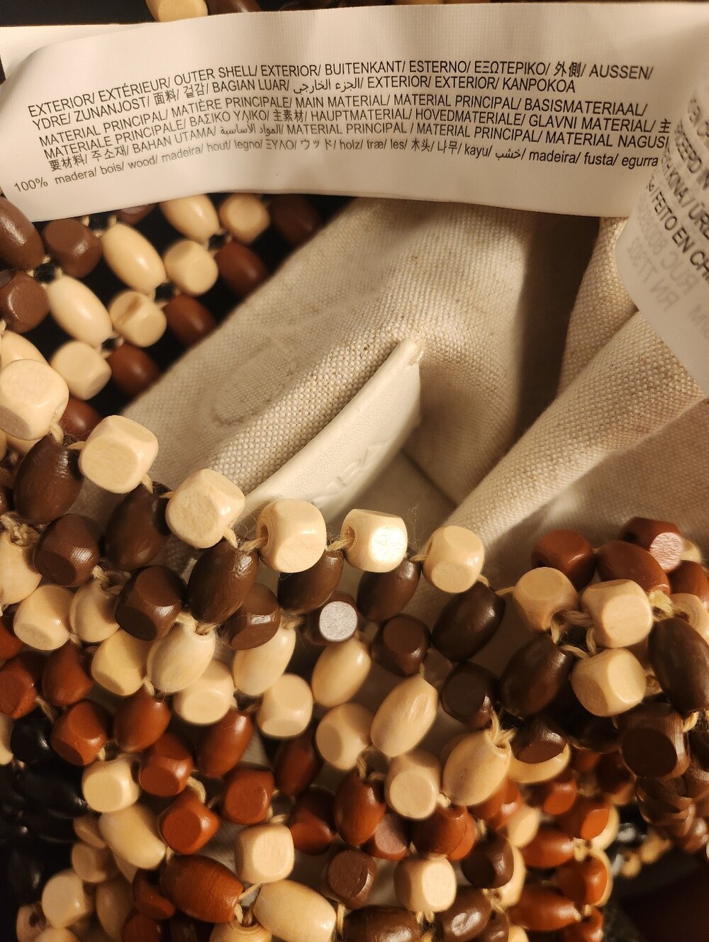 Zara Round Crescent Beaded Shoulder Bag in Brown, White and Black - Picture 7 of 7